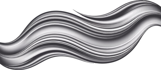 Abstract flowing silver liquid waves background vector illustration isolated on transparent backdrop with gradient effect
