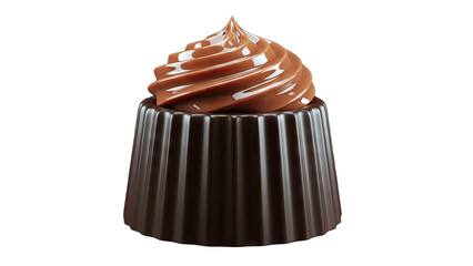 Chocolate Candy with Swirl Topping on White Background