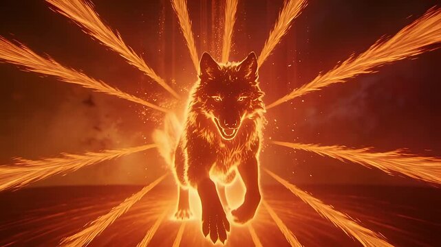 Fiery Wolf Spirit Unleashed in Blazing Inferno.