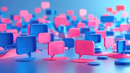 Digital network of smartphones and chat bubbles — AI generated