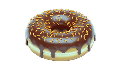Chocolate Sprinkled Donut Isolated on White Background