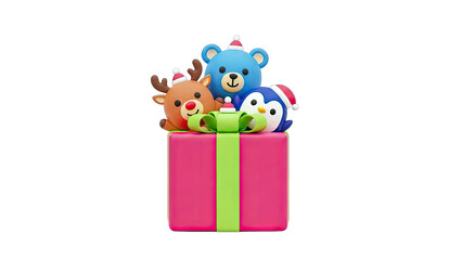 Christmas Gift Box with Cute Animals