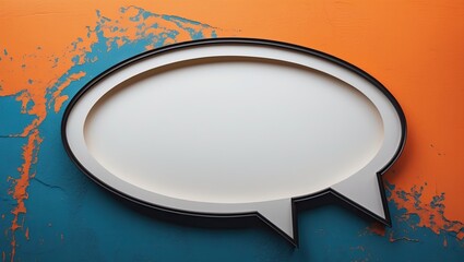 Empty speech bubble on orange background &mdash; AI generated