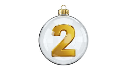 Christmas Ornament with Number 2 Isolated on White