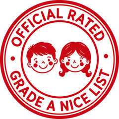 Santa's Round Christmas Stamp for Gifts, Presents, Toys, Greetings. SVG. . Grade a Nice List. SVG. © Väike Studio