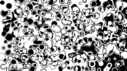 Black and White Abstract Organic Bubble Fluid Art Background