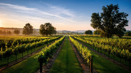 Naklejka premium Summer landscape. Beautiful summer mountain panorama. Natural background USA. Green mountains and layers of hills. Election day in USA. America day. Festive mood on President's day