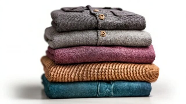 Isolated on a white background is a stack of clothing.