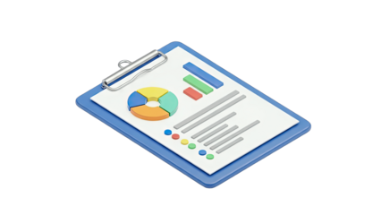 Clipboard with Charts and Graphs for Business Analysis