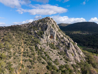 Obraz premium Puig de ses Bruixes and Serra de Galdent, 352 meters, Llucmajor, Mallorca, Balearic Islands, Spain