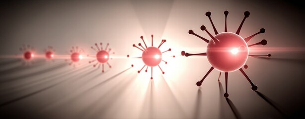 Abstract representation of virus structure in vibrant red tones