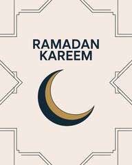 Ramadan Kareem with Crescent Moon and Elegant Border Design