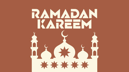 Ramadan Kareem Greeting with Mosque Dome and Star Design