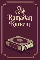 Ramadan Kareem Greeting with Quran and Islamic design