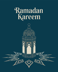 Ramadan Kareem Greeting with Lantern and Islamic Design