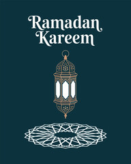 Ramadan Kareem Greeting with Lantern and Islamic Design