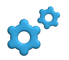 3D Blue Gear Icons on Transparent Background. Perfect for Business, Digital Tools and Productivity-Themed Content.