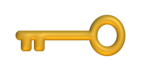 3D Golden Key Icon on Transparent Background. Ideal for Themes of Success, Security, Luxury in Business or Lifestyle Content.