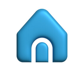 3D Blue Home Icon on Transparent Background. Ideal for Real Estate, Technology or App-Related Themes.