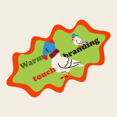 Creative branding design with birds and colorful text