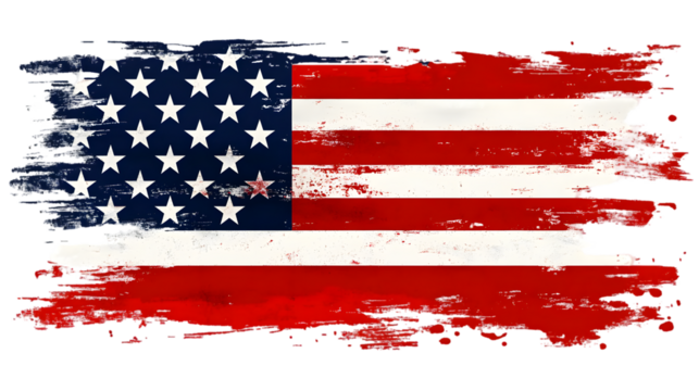 Grunge american flag with distressed texture, isolated on transparent background patriotic design for independence day - Powered by Adobe