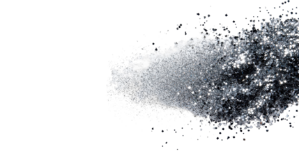 Glitter texture on transparent background, scattered sparkle