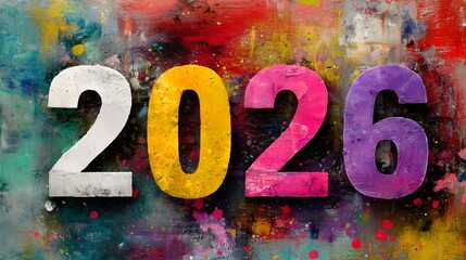 Bold numbers on a colorful background show the upcoming year 2026 in modern design and bright tones