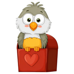 Whimsical Valentine Vogel Clipart