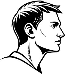 Man’s Profile Vector – Black and White Stylized Portrait