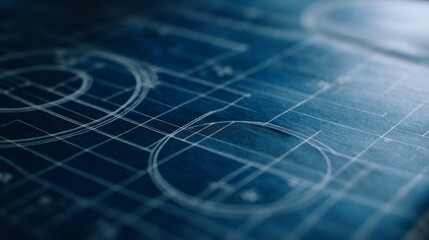 Obraz premium This detailed architectural blueprint displays white lines on a deep blue background, showcasing precise measurements and designs. Each section highlights innovative ideas in structure and space