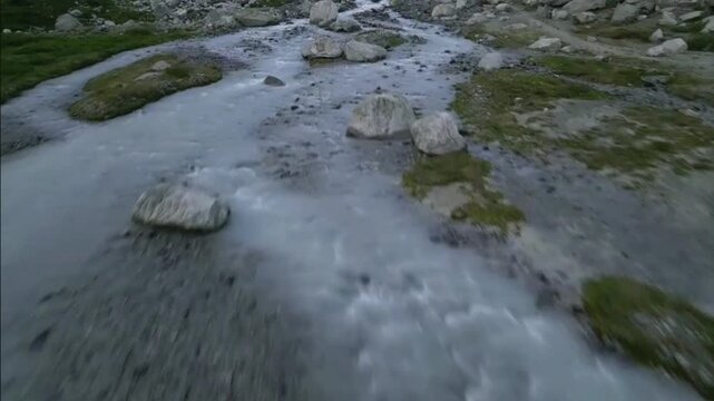 Moiry Glacier Sunrise Close Flight Over Rivers