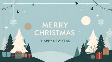 Merry Christmas and Happy New Year 2026 Celebration Design