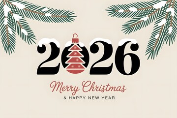 Merry Christmas and Happy New Year 2026 Celebration Design