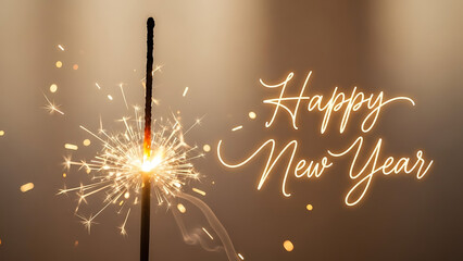 Sparkling celebration with a glowing 'Happy New Year' message, symbolizing hope and new beginnings for a prosperous future