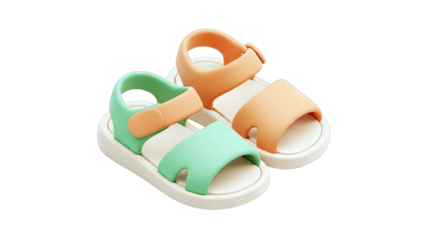 Colorful Baby Sandals Isolated on White Background