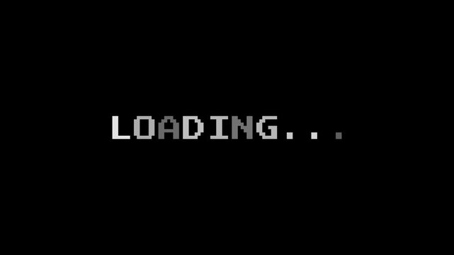 Loading Pixel Text. Retro Arcade Loading Screen Animation