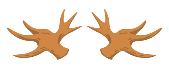 Pair of stylized animal horns isolated on white background for decoration or design vector illustration