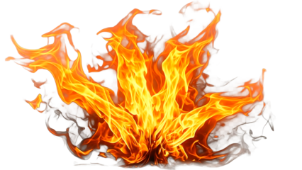 ia generated. Fiery flames isolated on transparent background
