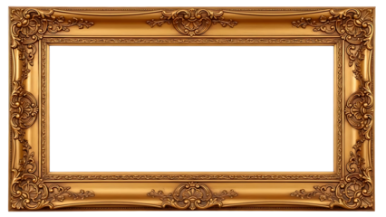 ia generated. Simple gold picture frame mockup isolated on transparent background
