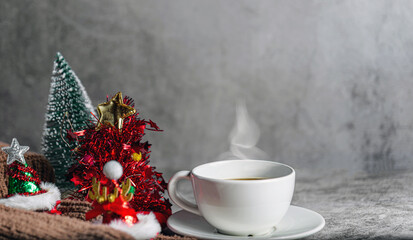 warm christmas coffee on Cozy knit shirt