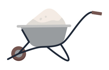 Isolated wheelbarrow filled with salt for industrial or agricultural production on white background vector illustration