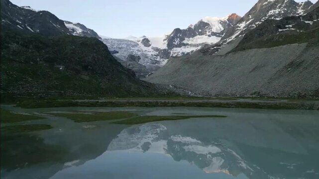 Moiry Glacier Sunrise Soft Orbit Panoramic Valley