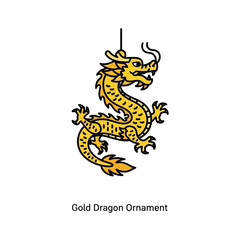 Obraz premium Ornate hanging golden dragon illustration for festive celebrations