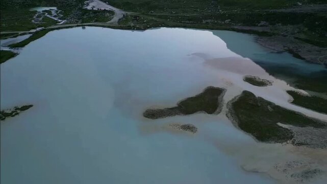 Moiry Glacier Sunrise Close Descent Over Lake