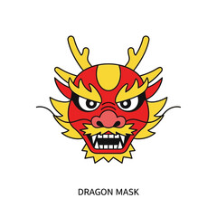 Vibrant Dragon Head Illustration with Bold Outline and Playful Style
