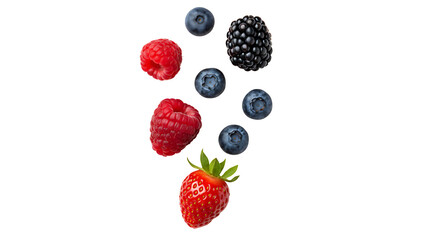 ia generated. Fresh raspberries blackberries blueberries isolated on transparent background

