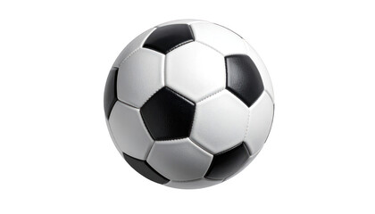 Fototapeta premium Isolated, photo-realistic soccer ball against black background; white & black panels