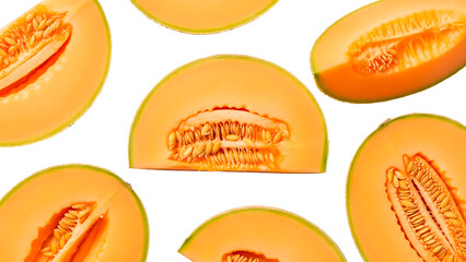 ia generated. A bright, fresh orange pumpkin slice cut that reveals its seeds perfectly isolated on a transparent PNG background.