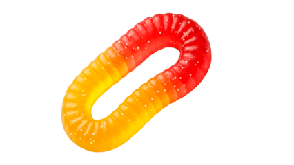 ia generated. Single red yellow gummy worm candy isolated on transparent background

