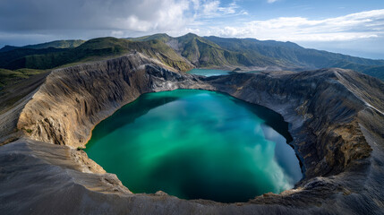 Planet Earth with clean air and nature relying on renewable resources. Ecological concept of alternative sustainable energy for an ecologically clean planet. Concept of ecology and environmental